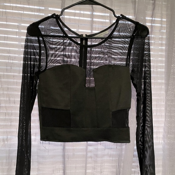 Tops - Sheer black long sleeve